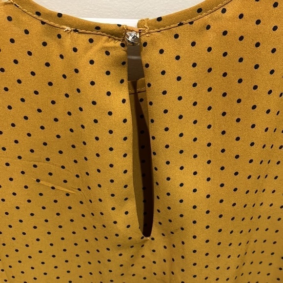Lily White Dress Top Mustard Yellow Black Dots - Picture 4 of 5